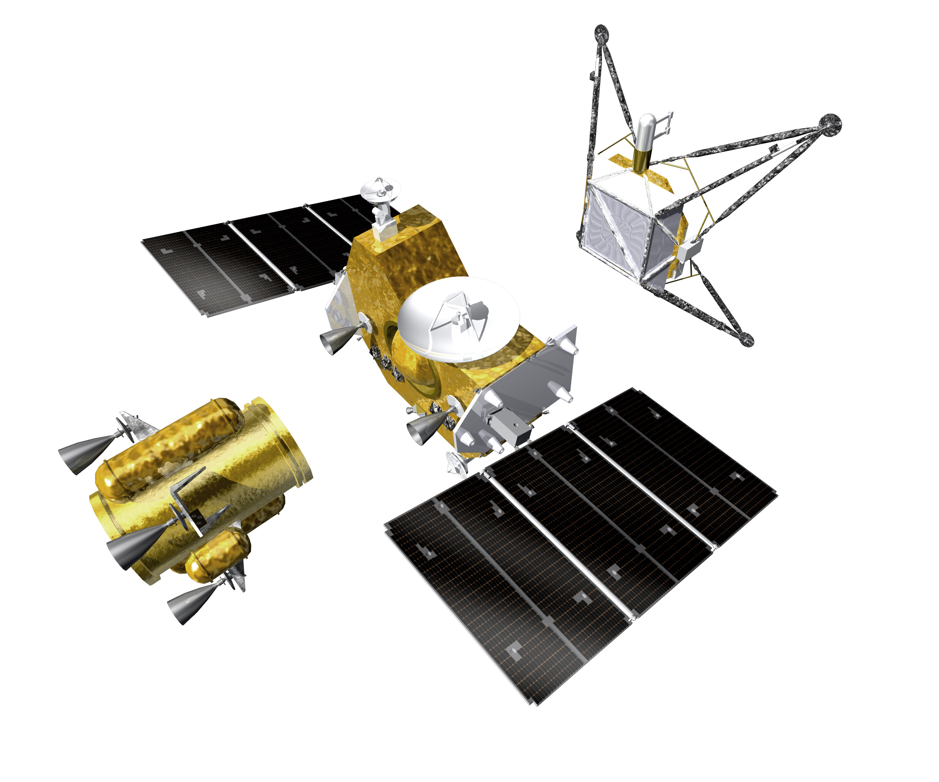 MMX宇宙船を構成する3つのモジュール
