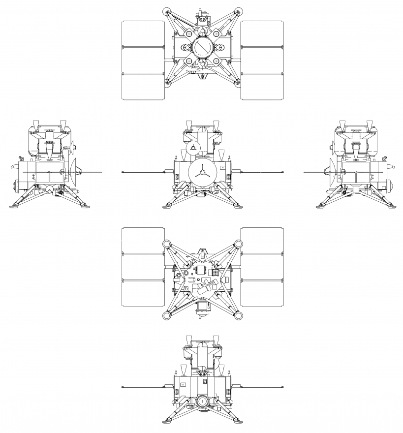 MMX探査機の簡易6面図